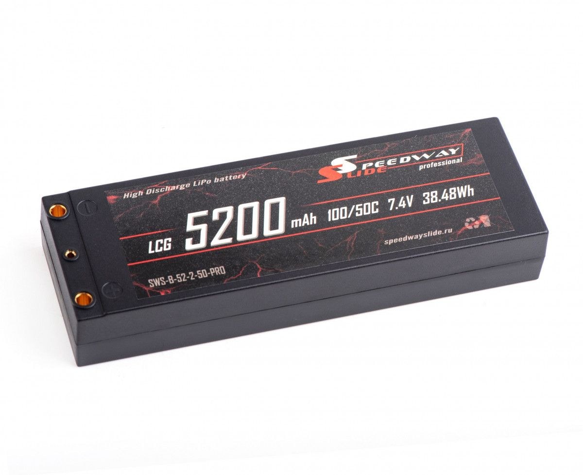 Аккумулятор Speedway Slide Li-Po PRO LCG Series Hard case 7.4v 5200mAh 50C  Banana Connector / T-Plug SWS-B-52-2-50-PRO-T-Plug Купить с доставкой